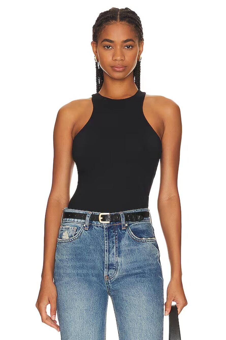 Susana Monaco Sleeveless Fitted Racerback Tank Top Black Women's Size Large NWT